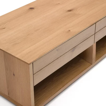 Mesa De Centro Mod. Alguema 2 Cajones Chapa De Roble Acabado Natural 140x60 Cm - Kave Home (2)