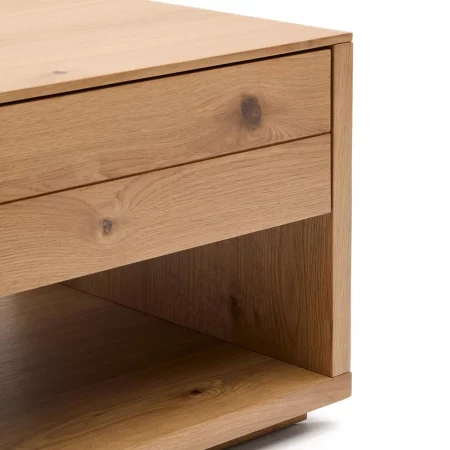 Mesa De Centro Mod. Alguema 2 Cajones Chapa De Roble Acabado Natural 140x60 Cm - Kave Home (3)