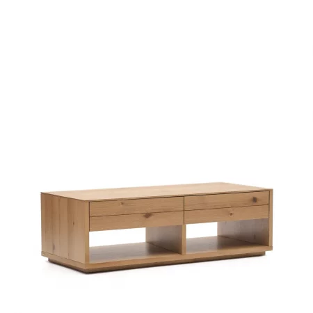 Mesa De Centro Mod. Alguema 2 Cajones Chapa De Roble Acabado Natural 140x60 Cm - Kave Home (5)