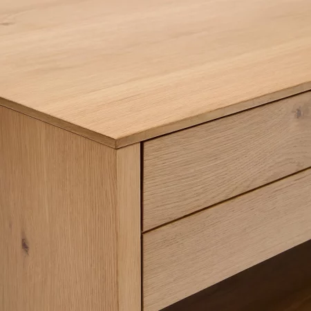 Mesa De Centro Mod. Alguema 2 Cajones Chapa De Roble Acabado Natural 140x60 Cm - Kave Home (7)
