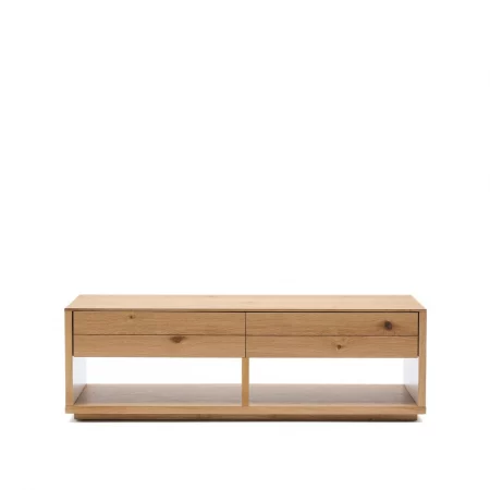 Mesa De Centro Mod. Alguema 2 Cajones Chapa De Roble Acabado Natural 140x60 Cm - Kave Home (8)