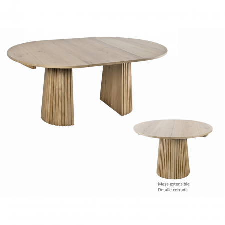 Mesa Extensible Mod. Mercuri Roble 120180x120x76 Cm - Imori (2)