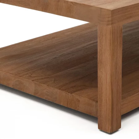 Mesa auxiliar Sashi de madera maciza de teca 90 x 90 cm-4
