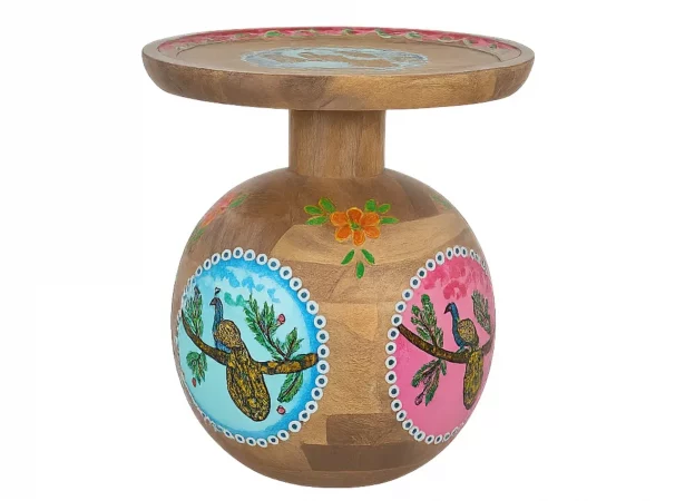Mesa auxiliar étnica de madera de mango pintada a mano 47x42 cm-MOVIL (1)