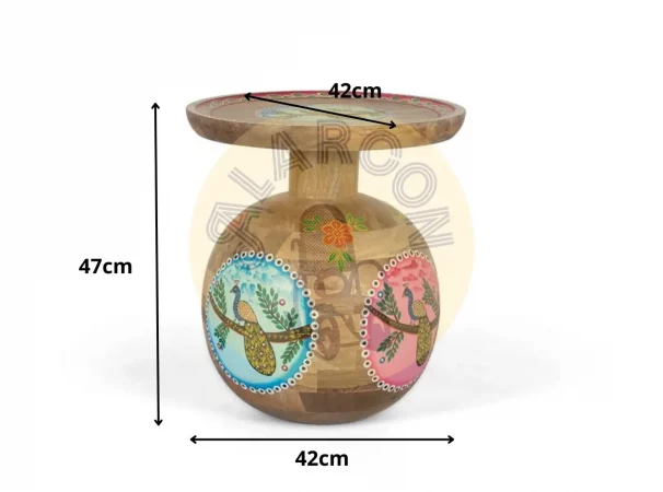 Mesa auxiliar étnica de madera de mango pintada a mano 47x42 cm-MOVIL (2)
