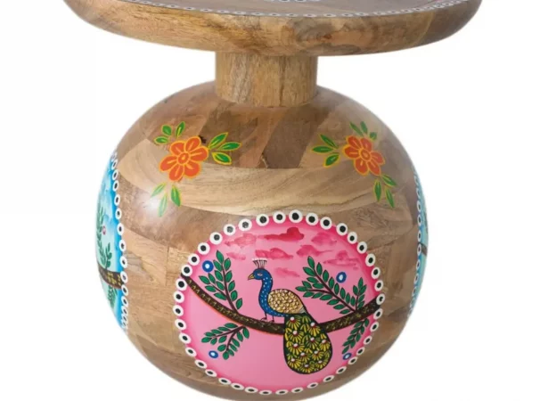 Mesa auxiliar étnica de madera de mango pintada a mano 47x42 cm-MOVIL (4)