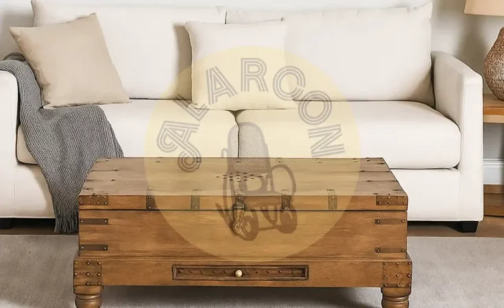Mesa de Centro Baúl de Madera Maciza de Mango con Almacenamiento–105x70x40cm-MOVIL (6)