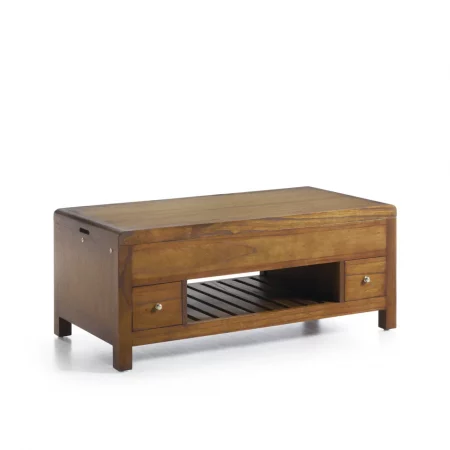 Mesa de Centro Flash 2 Cajones 1 Hueco Top Elevable de Madera de Mindi - Moycor (1)