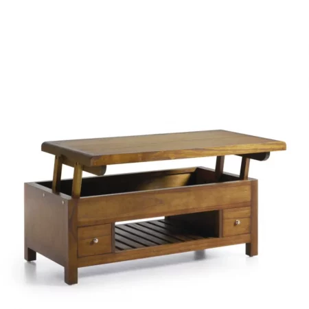 Mesa de Centro Flash 2 Cajones 1 Hueco Top Elevable de Madera de Mindi - Moycor (2)
