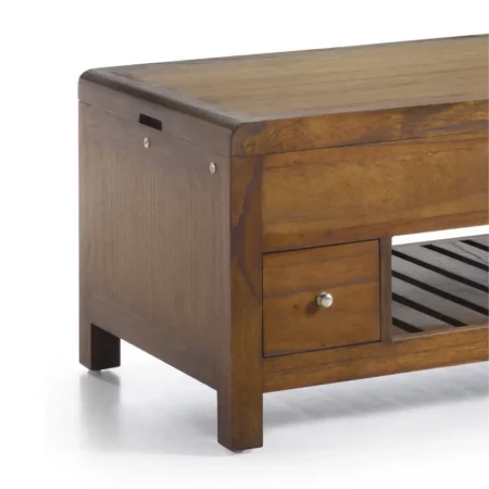 Mesa de Centro Flash 2 Cajones 1 Hueco Top Elevable de Madera de Mindi - Moycor (4)