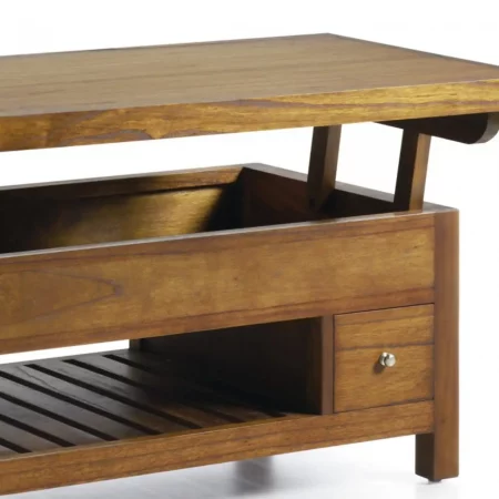 Mesa de Centro Flash 2 Cajones 1 Hueco Top Elevable de Madera de Mindi - Moycor (6)