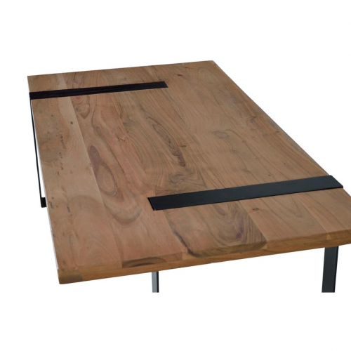 Mesa de Centro Industrial 115x60 Madera de Acacia Patas Metal 115x36x60 Cm - Giner y Colomer (3)