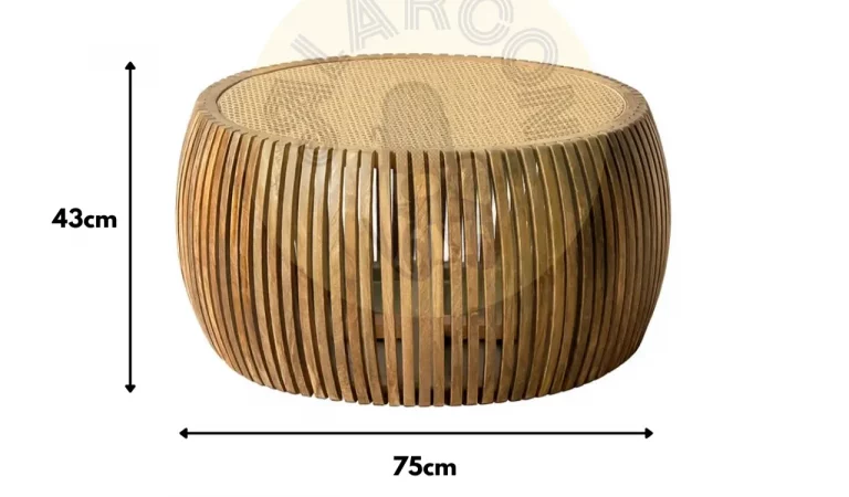 Mesa de Centro Mader de Mango y Ratan 75x75x43 Cm - IXIA (1)