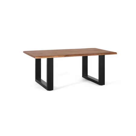 Mesa de Centro Madera Acacia Patas de Metal Negro 120x70x46 Cm - Giner y Colomer (1)