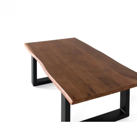 Mesa de Centro Madera Acacia Patas de Metal Negro 120x70x46 Cm - Giner y Colomer (5)