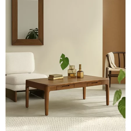 Mesa de Centro Madera de Caoba 2 Cajones Coleccion Oporto 120x60x42 Cm - Moycor (1)