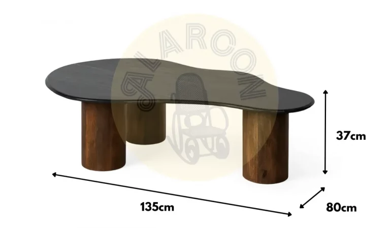 Mesa de Centro Madera de Mango y Marmol 135x80x37 Cm - IXIA (1)