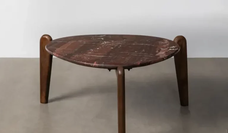 Mesa de Centro Madera de Mango y Marmol 82x85x40 Cm - IXIA (1)