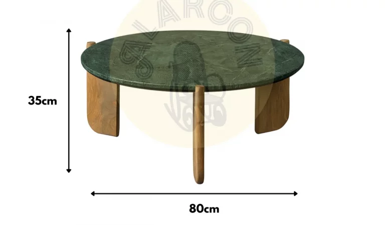 Mesa de Centro Madera de Mango y Marmol Verde 80x80x35 Cm - IXIA (4)