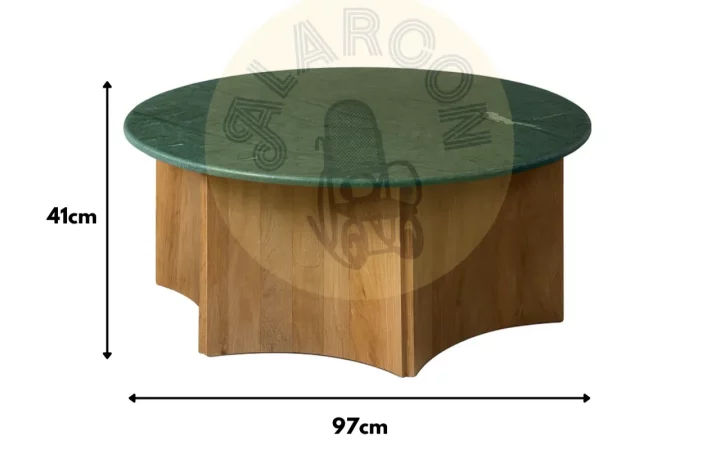 Mesa de Centro Madera de Mango y Marmol Verde 97x97x41 Cm - IXIA (3)