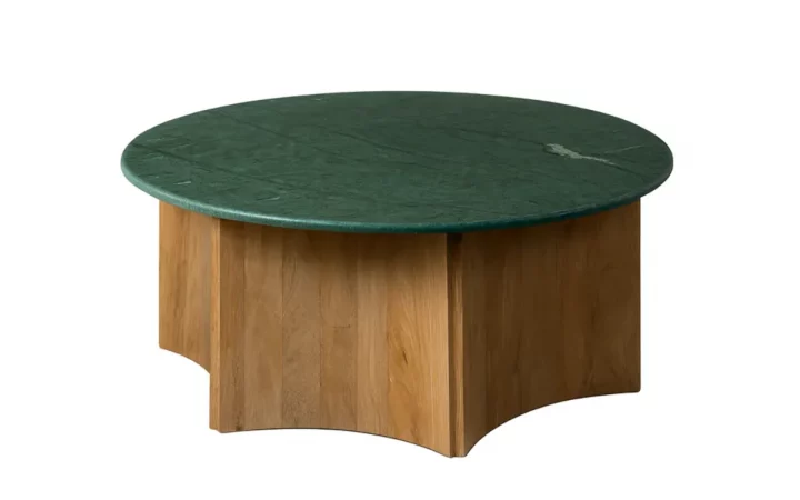 Mesa de Centro Madera de Mango y Marmol Verde 97x97x41 Cm - IXIA (4)