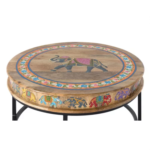 Mesa de Centro Madera de Mango y Metal Pintado a Mano 47x80 Cm - Giner y Colomer (2)