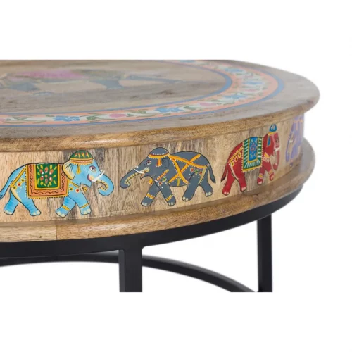 Mesa de Centro Madera de Mango y Metal Pintado a Mano 47x80 Cm - Giner y Colomer (4)