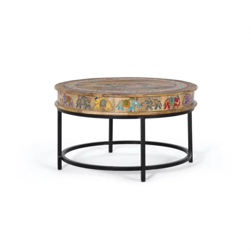Mesa de Centro Madera de Mango y Metal Pintado a Mano 47x80 Cm - Giner y Colomer (5)