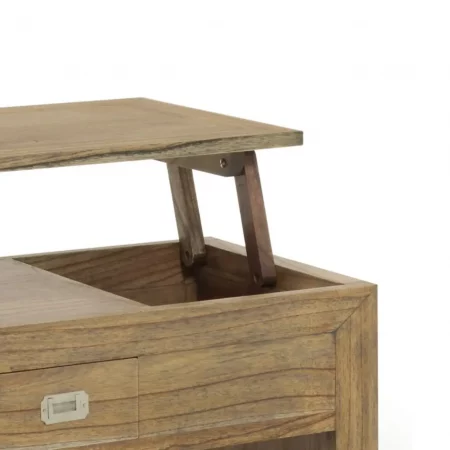 Mesa de Centro Merapi 2 Cajones Top Elevable de Madera de Mindi - Moycor (3)