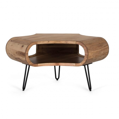 Mesa de Centro Natural de Madera de Acacia Contemporanea con Revistero - Giner y Colomer (1)