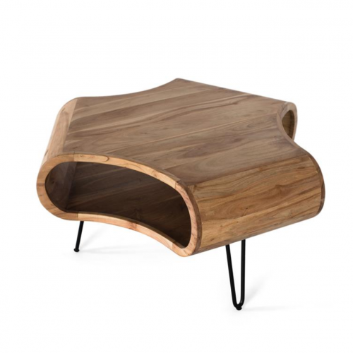 Mesa de Centro Natural de Madera de Acacia Contemporanea con Revistero - Giner y Colomer (2)