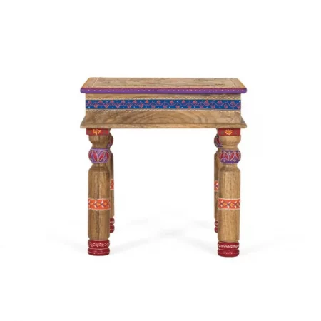Mesa de Centro Pequeña de Madera de Mango Natural y Pintado Artesanal - Giner y Colomer (2)