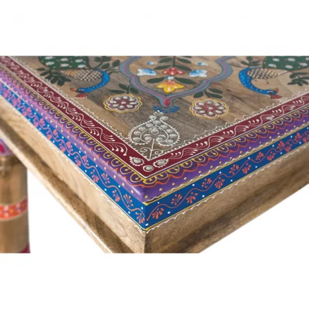 Mesa de Centro Pequeña de Madera de Mango Natural y Pintado Artesanal - Giner y Colomer (5)