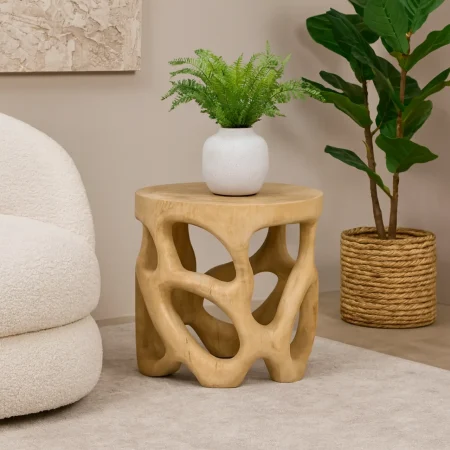 Mesa de Centro Redonda Madera Suar 50Dx50 Cm - Imori (1)