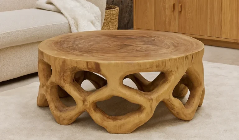 Mesa de Centro Redonda Madera Suar 70Dx30 Cm - Imori (3)