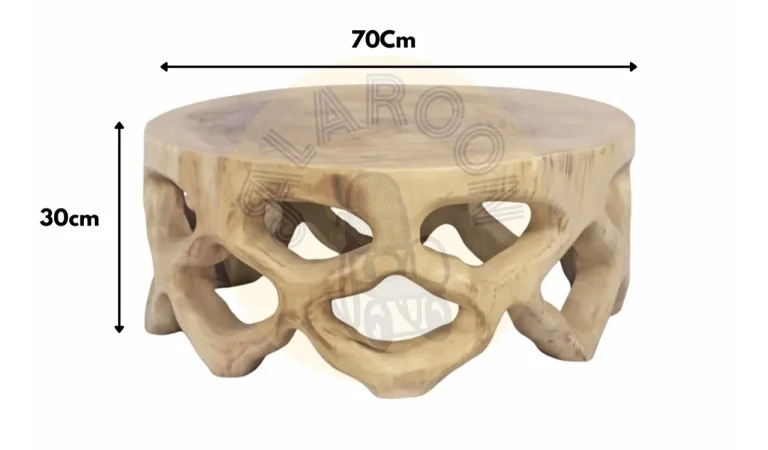 Mesa de Centro Redonda Madera Suar 70Dx30 Cm - Imori (4)