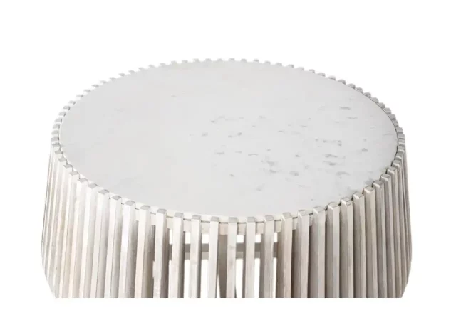 Mesa de Centro Redonda de Mármol y Madera - 96x96x42 cm-MOVIL (1)