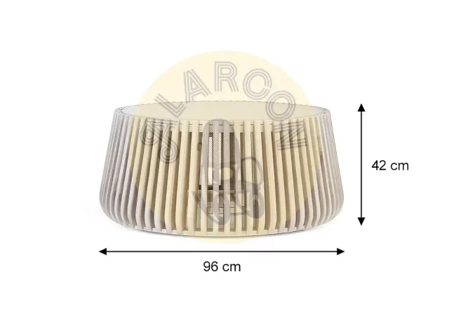 Mesa de Centro Redonda de Mármol y Madera - 96x96x42 cm-MOVIL (3)