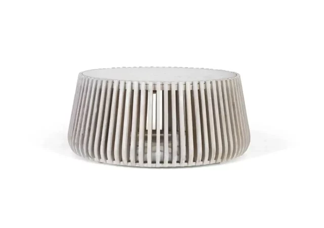 Mesa de Centro Redonda de Mármol y Madera - 96x96x42 cm-MOVIL (5)