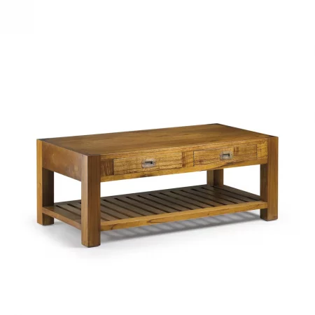 Mesa de Centro Star con 2 Cajones y 1 Estante de Madera Mindi - Moycor (1)