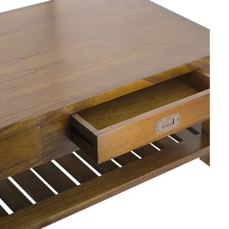 Mesa de Centro Star con 2 Cajones y 1 Estante de Madera Mindi - Moycor (3)