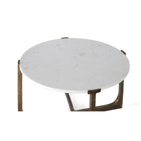 Mesa de Centro de Base de Metal Dorado y Centro de Mármol Blanco - Giner y Colomer (2)