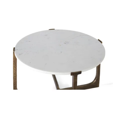 Mesa de Centro de Base de Metal Dorado y Centro de Mármol Blanco - Giner y Colomer (4)