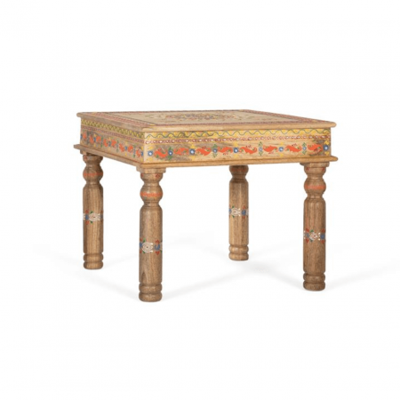 Mesa de Centro de Madera de Mango Natural y Pintado Artesanal - Giner y Colomer (1)