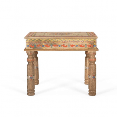 Mesa de Centro de Madera de Mango Natural y Pintado Artesanal - Giner y Colomer (2)