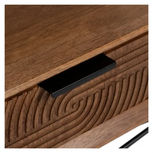 Mesa de Centro de Madera y Metal de Caucho Marrón y Negro 2 Cajones - Ixia (6)