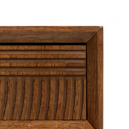 Mesa de Centro de Madera y Metal de Caucho Marrón y Negro 2 Cajones - Ixia (7)