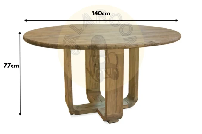 Mesa de Comedor Atlas Madera de Teca Redonda 140x77 Cm - Moycor (1)