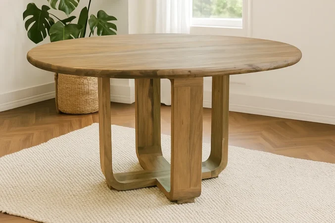 Mesa de Comedor Atlas Madera de Teca Redonda 140x77 Cm - Moycor (2)