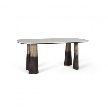 Mesa de Comedor Elegante con Tapa Ovalada de Mármol 180x90x75 Cm - Giner y Colomer (1)